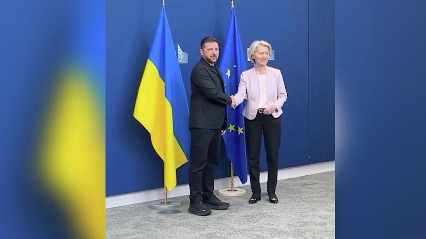 Зеленский прибыл на встречу с фон дер Ляйен в новом образе